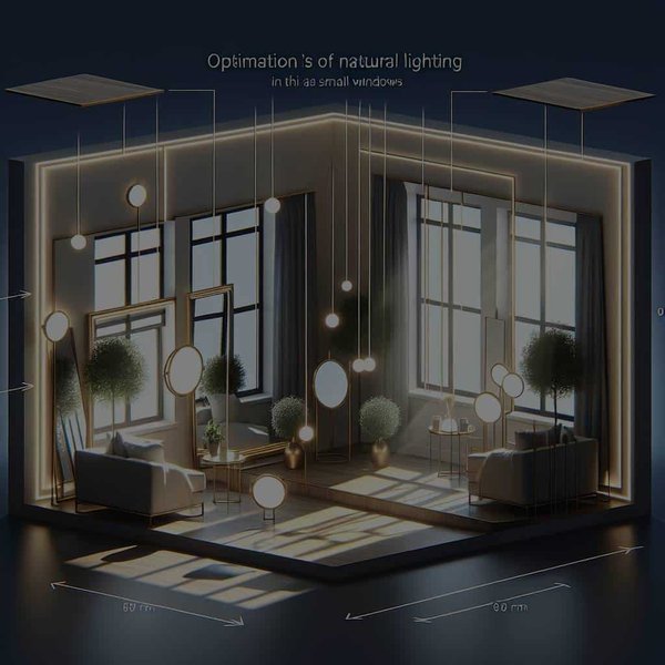 Comment optimiser l'éclairage naturel dans une pièce avec de petites fenêtres grâce à des miroirs ?
